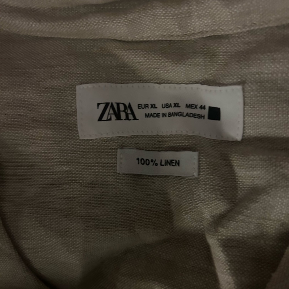 Zara Tan Short Sleeve Button-Up Linen Shirt - Picture 4 of 8